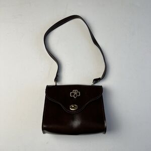 Vintage Girls Scouts Brownies Brown Logo Turnlock Small Purse Carry Bag